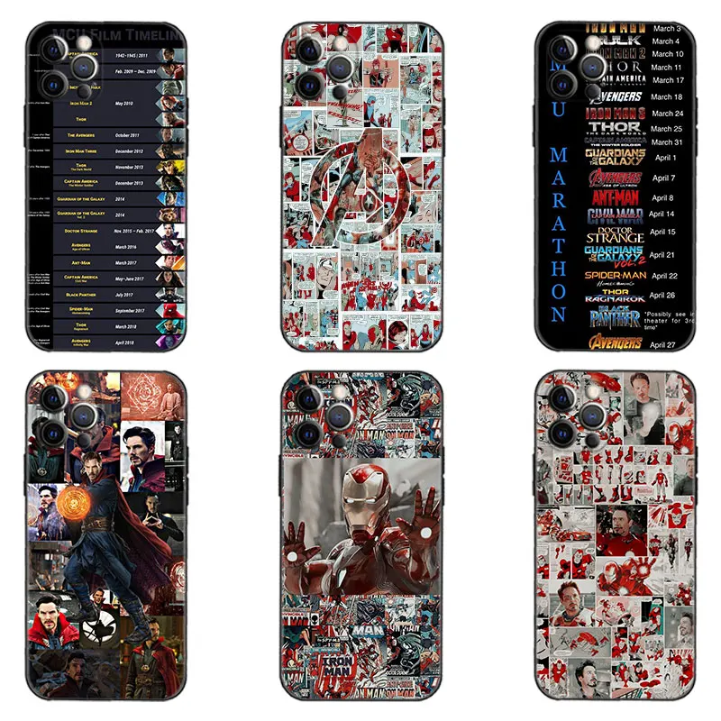 

Case for iPhone 13 11 12 pro max XR X XS Cover 8 7 plus Funda Marvel Capa 13promax 11promax 12promax Coque Marvel Movie History