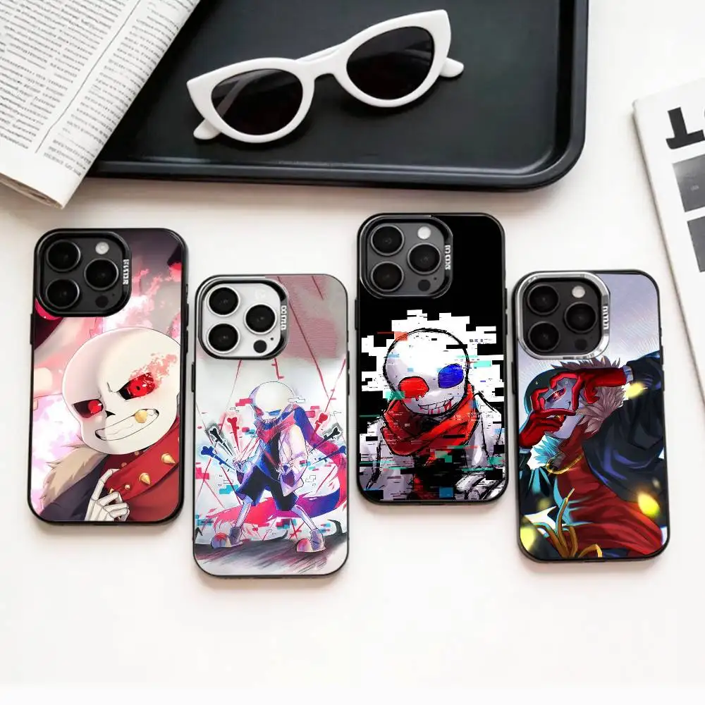 Фото COOL Fell Ink S-Sans U-Undertale Чехол для телефона для iPhone 17, 16, 15, 14, 13, 12, 11 Plus, Pro Max, цветной, с серебряным покрытием внутри №1