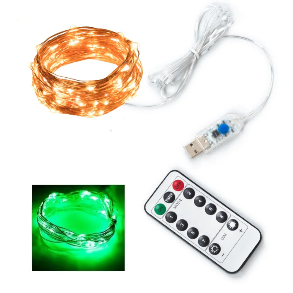 

XUNATA Гирлянда из медной проволоки теплый белый 100LED 10м USB