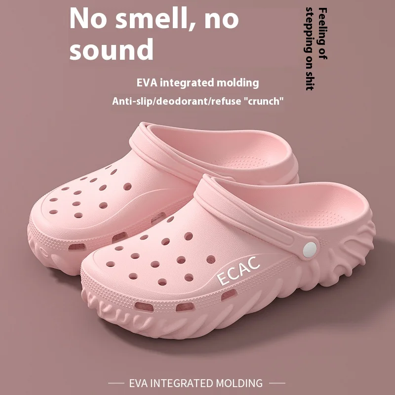 Фото Новинка 2023 года, женская летняя уличная одежда Crocs, нескользящая толстая мягкая подошва, дышащая пляжная обувь из ЭВА, двойная пляжная обувь с головой Бао №5