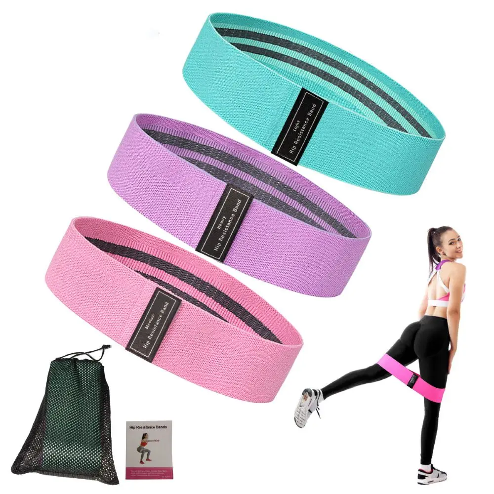 

ROOXIN 3-Piece Hip Fitness Resistance Bands Exercise Workout Set Fabric Loop Yoga Booty Bands For Leg Thigh Butt Squat Glute