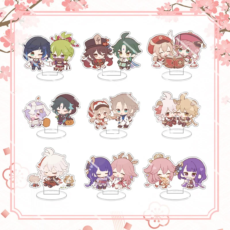 

Anime Genshin Impact Xiao Cosplay Acrylic Cute Figure Hutao Stand Model Toy Desk Decor Fans Collection Prop Gift For Friend