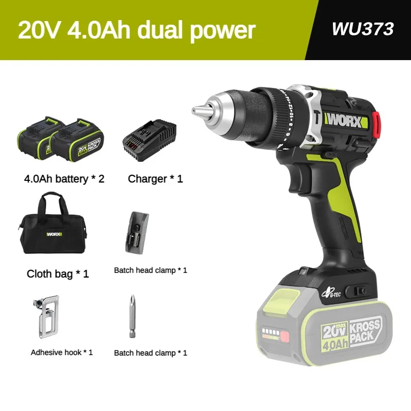 

Worx WU373 Аккумуляторная ударная дрель 20 В зелёный