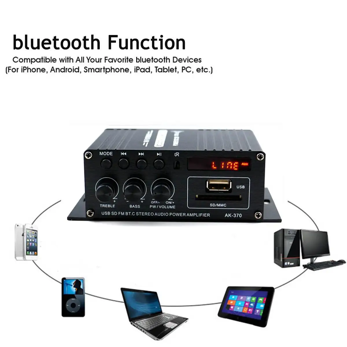 400 Вт 2-канальный стерео Hifi автомобильный домашний сабвуфер усилитель звука