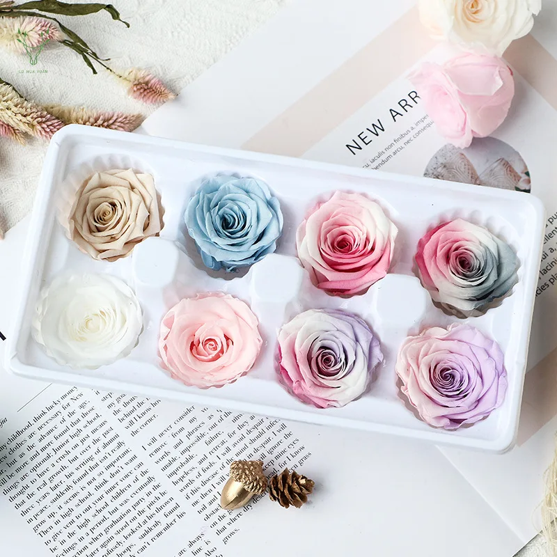 Mini Preserved Roses Heads Beauty And The Beast Forever Rose Eternal Rose For Gift DIY Wedding Arrangement Decoration 3-4CM/8pcs