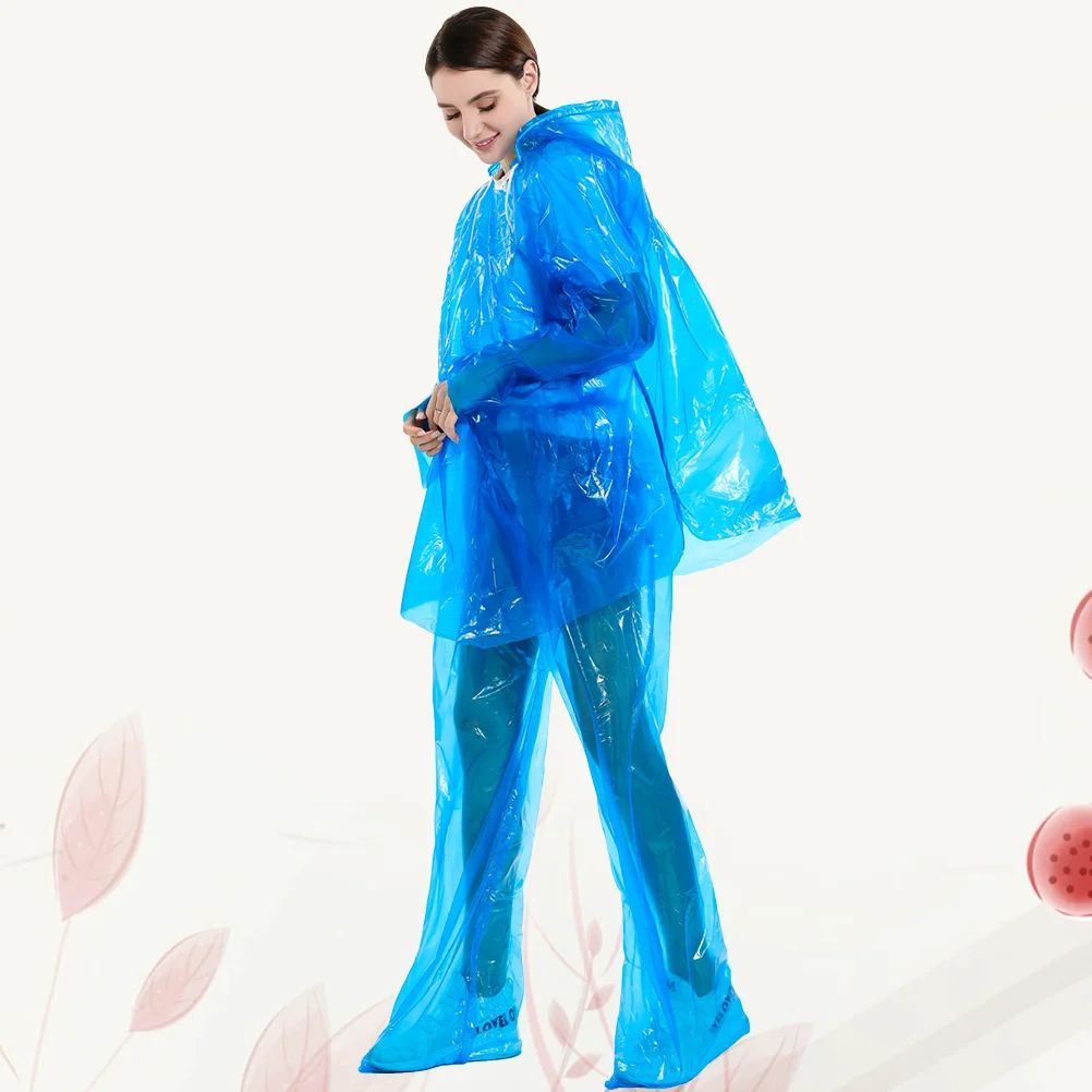 

3 Sets Emergency Rain Ponchos Protection Raincoat Sweat Suit Plastic Raincoats Disposable Hood Adults Windproof