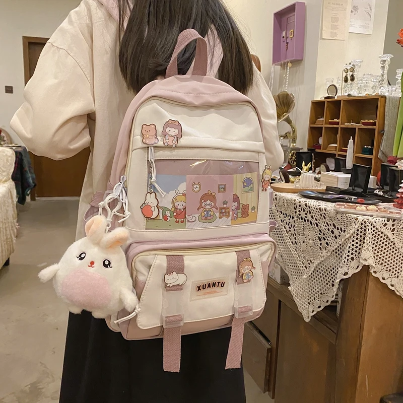 

EST New Fashion Cute Girl Backpack Outdoor Travel Large Capacity Youth Waterproof Nylon Backpack Women's School Bag