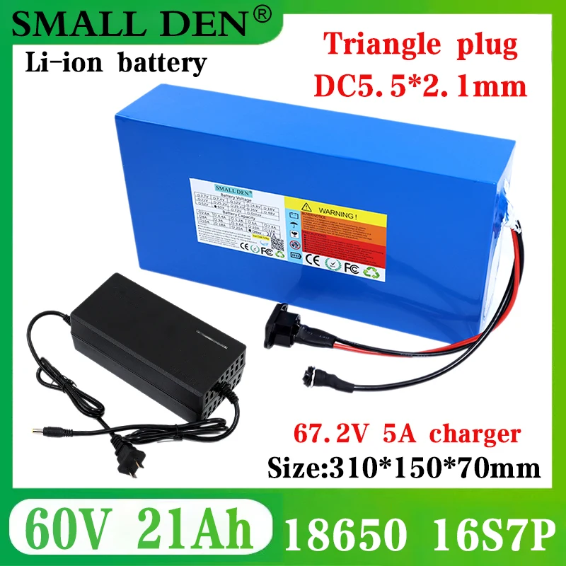 

60V 21ah 18650 Electric scooter bateria 67.2v 21AH Electric Bicycle Lithium Battery pack 1000W 2000W ebike batteries+5A charger