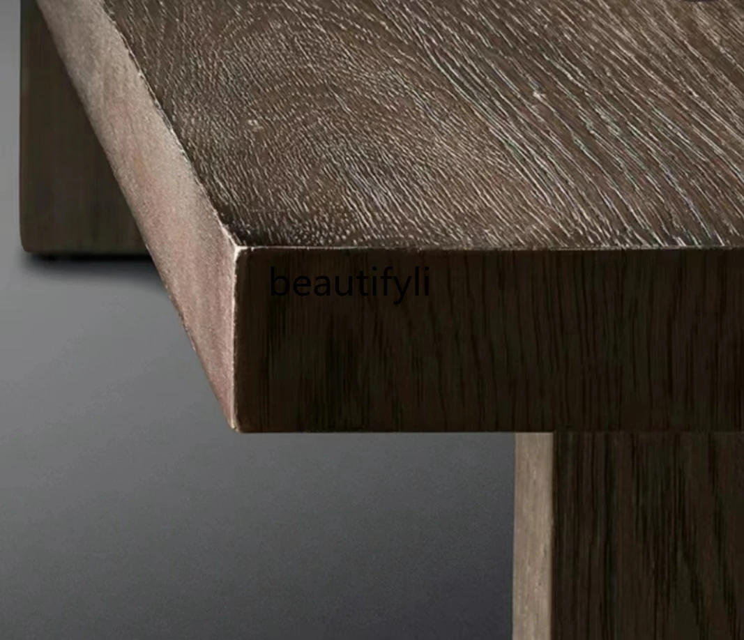 Обеденный стол из цельного дерева в стиле ретро Miji большой письменный