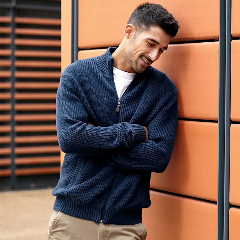 

2022 Spring Autumn Warm Cardigan Men Fleece Zipper Sweaters Jackets Mens Slim Fit Knitted Sweatercoat Cardigan Coat male Q88