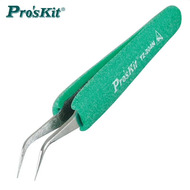 

Pro'skit TZ-204N Antistatic Elbow Tweezers ESD Stainless Steel Antimagnetic Electronic Fixture Multi-Purpose Repair Hand Tools