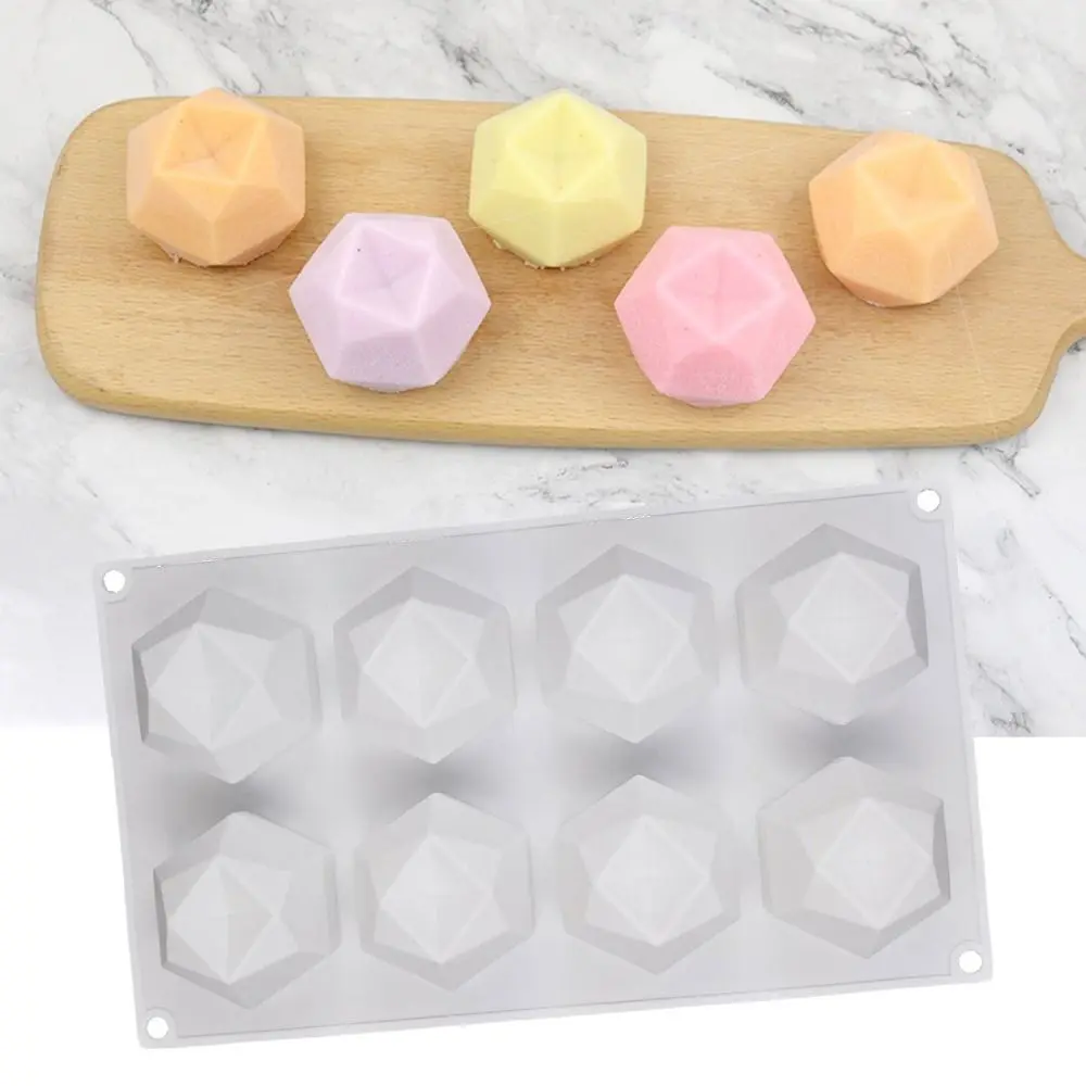 

Baking Handmade Cupcake Ice Cube Cream Bread Silicone Mold 8 Cavity Diamond Mousse Cake Polygonal Cube