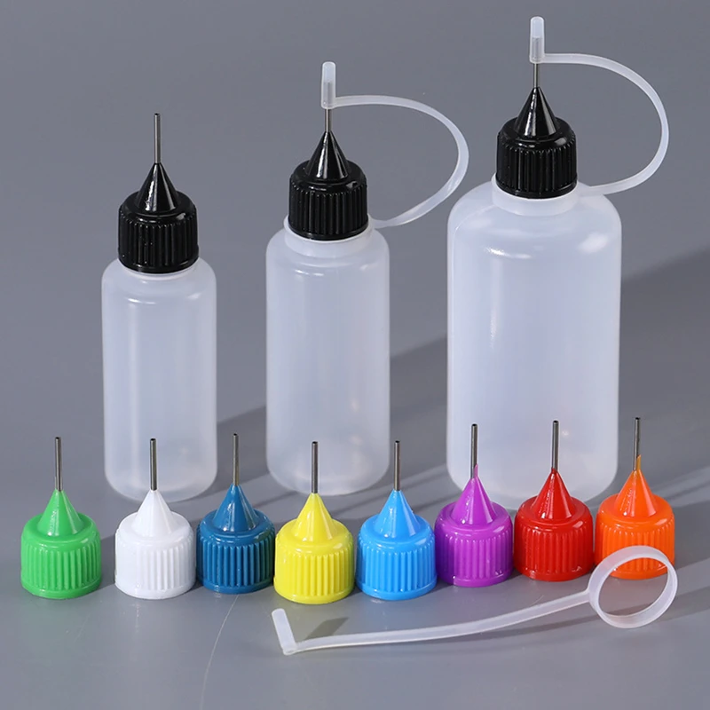

Squeezable Dropper Bottles Resuable Needle Tip Glue Applicator Plastic DIY Craft Empty Proof Cap Liquid Colorful Refillable Tool