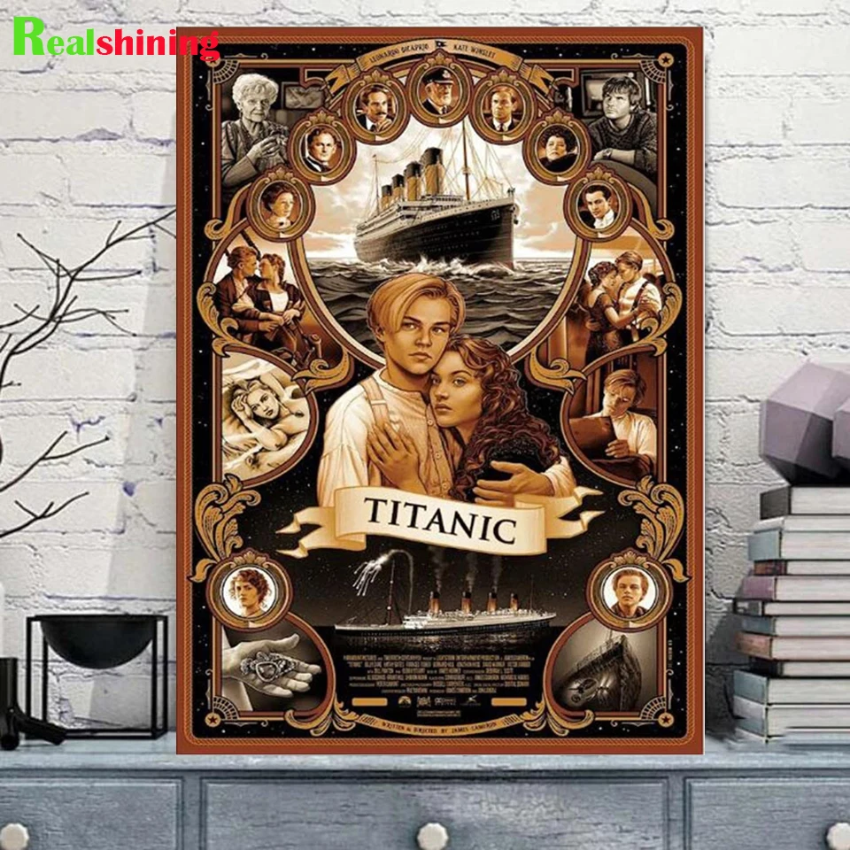 Pintura de diamantes de imitación de Arte de película clásica Titanic, bordado de diamantes 5D completo, mosaico de amantes, decoración del hogar F74