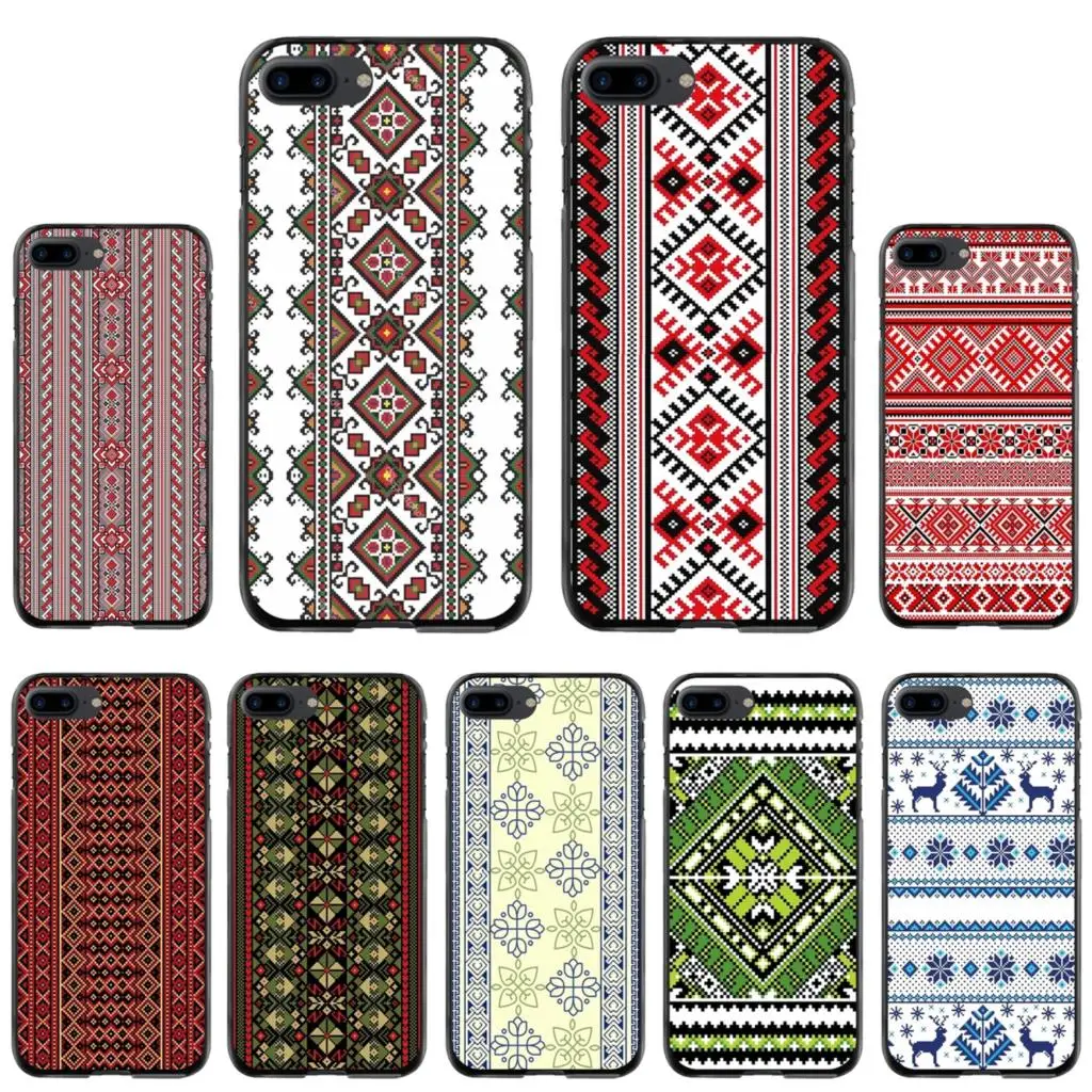 

For iPod Touch iPhone 11 12 Pro MAX 4S 5 5S SE 6 6S 7 8 Plus X XR XS Ukrainian Pattern Hard Phone Skin Case