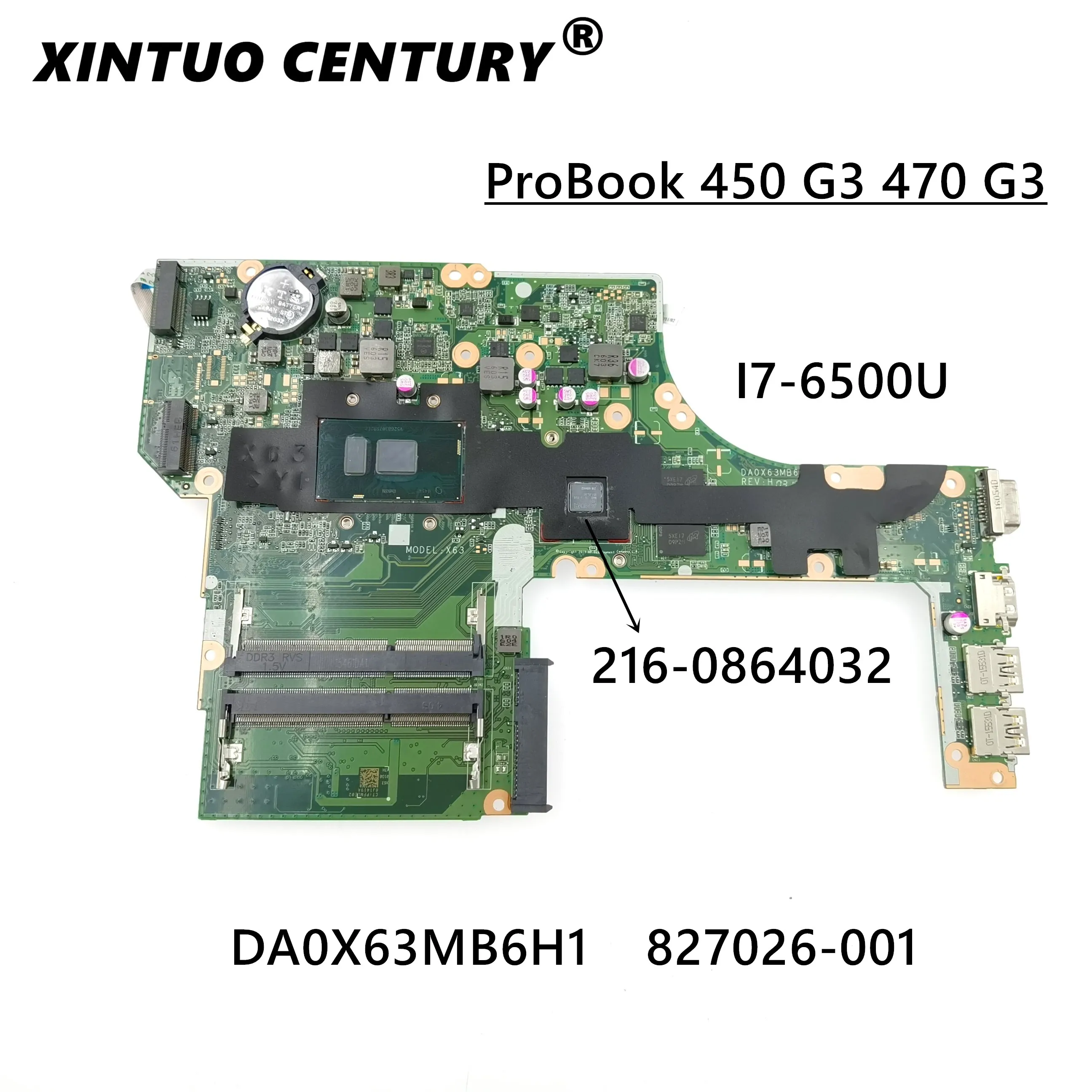 

Материнская плата для ноутбука HP Probook 827026 G3 Core SR2EZ 827026-601, 450-001, системная плата DA0X63MB6H1 DDR3