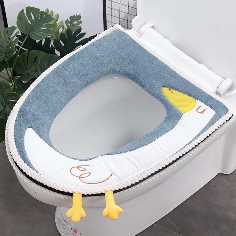 

Household Bathroom Toilet Seat Hand or Machine Washable Soft Warmer Mat Cover Environmental Hygiene Good Flexibility Toilet Seat