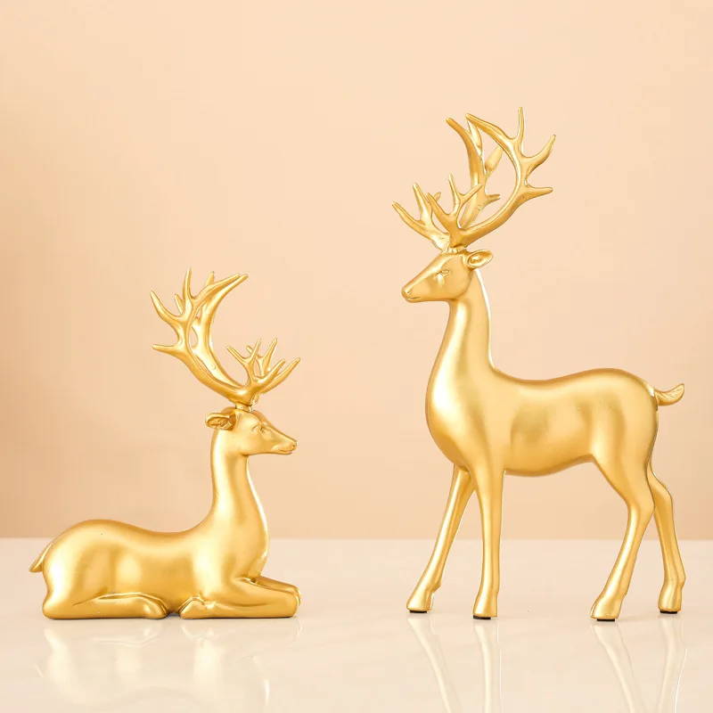 

Simple European Figurine Deer Resin Ornament Living Room Decorations Desk Top Large Model Home Decoration Accessories