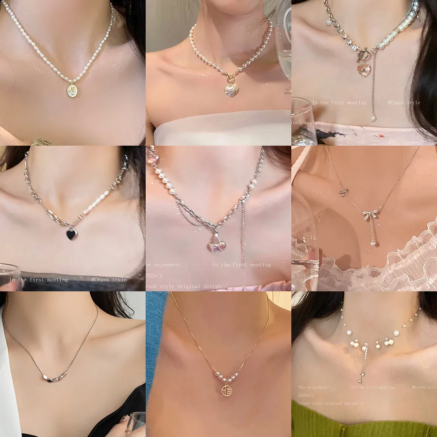 

2023 Latest Exquisite Style High end Light Luxury Pearl Necklace Love Spicy Girl Beaded CollarChain Feminine Versatile Accessors