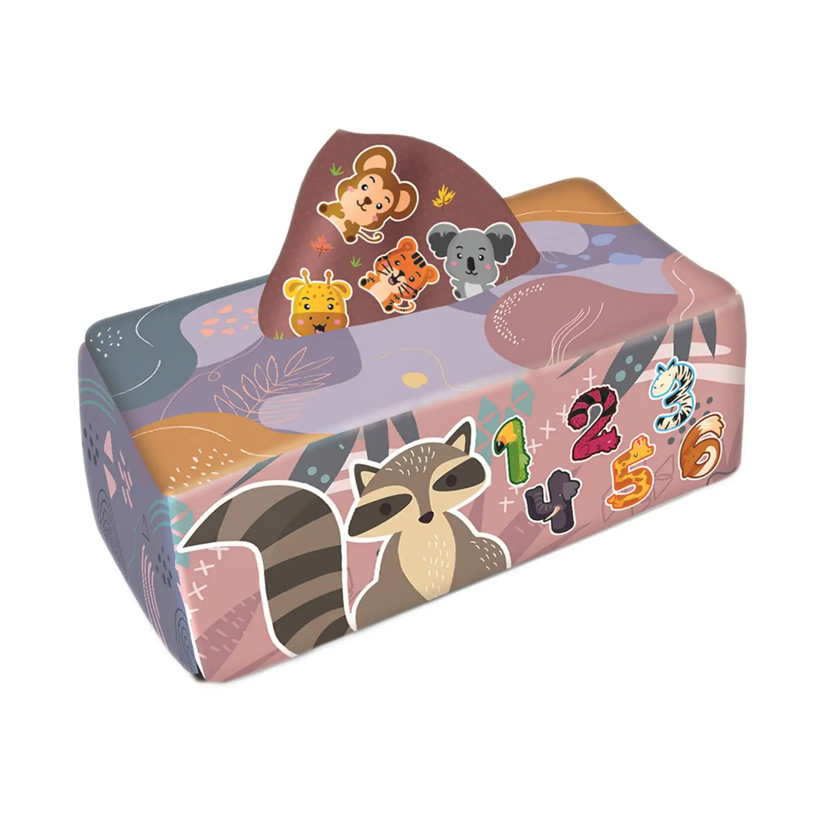 

Baby Tissue Box High Contrast Colorful Scarves square and soft Crinkle Stuffed Motor Skill Babies Toddlers Developmental