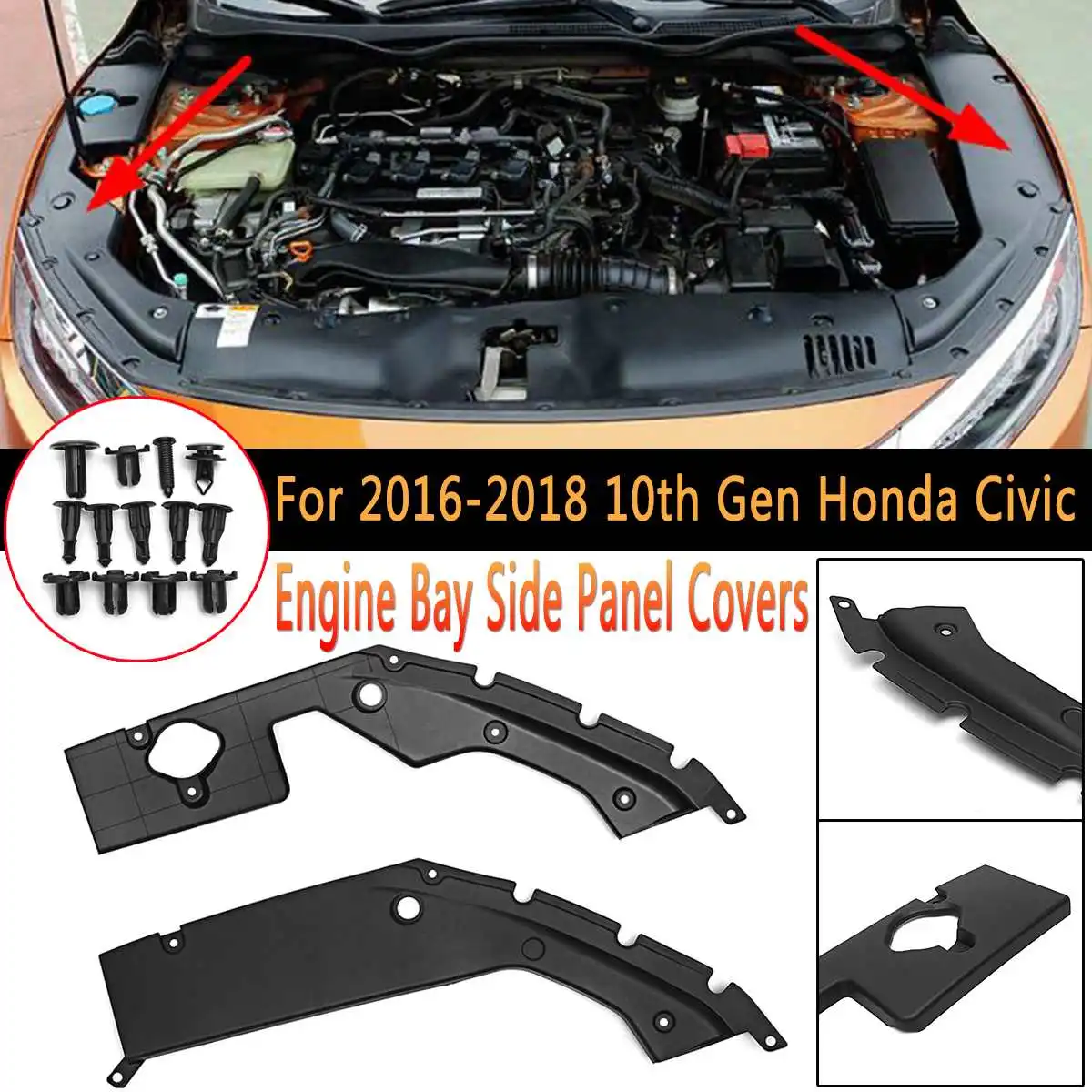 2 шт. боковая панель двигателя для Honda Civic 2016-2018 10 поколения |