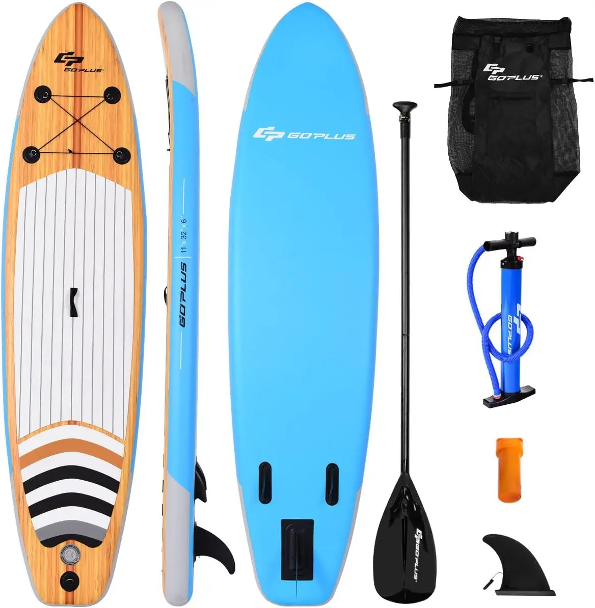 

Stand up Paddle Board, Inflatable Surfboard with Retractable Paddle, Body Surfing Board, Included, Removable Center Fin, Wax Fr