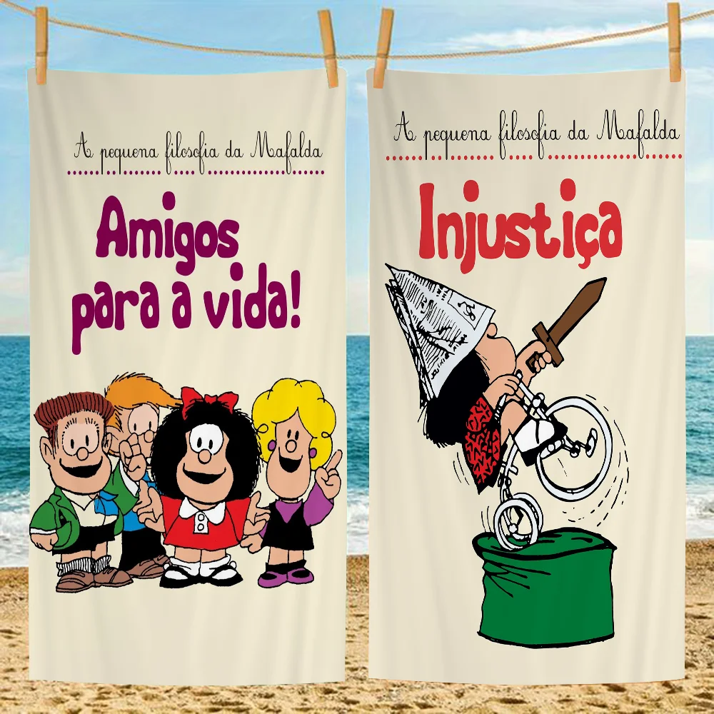 Милые Мультяшные большие пляжные полотенца Mafalda из микрофибры быстросохнущее