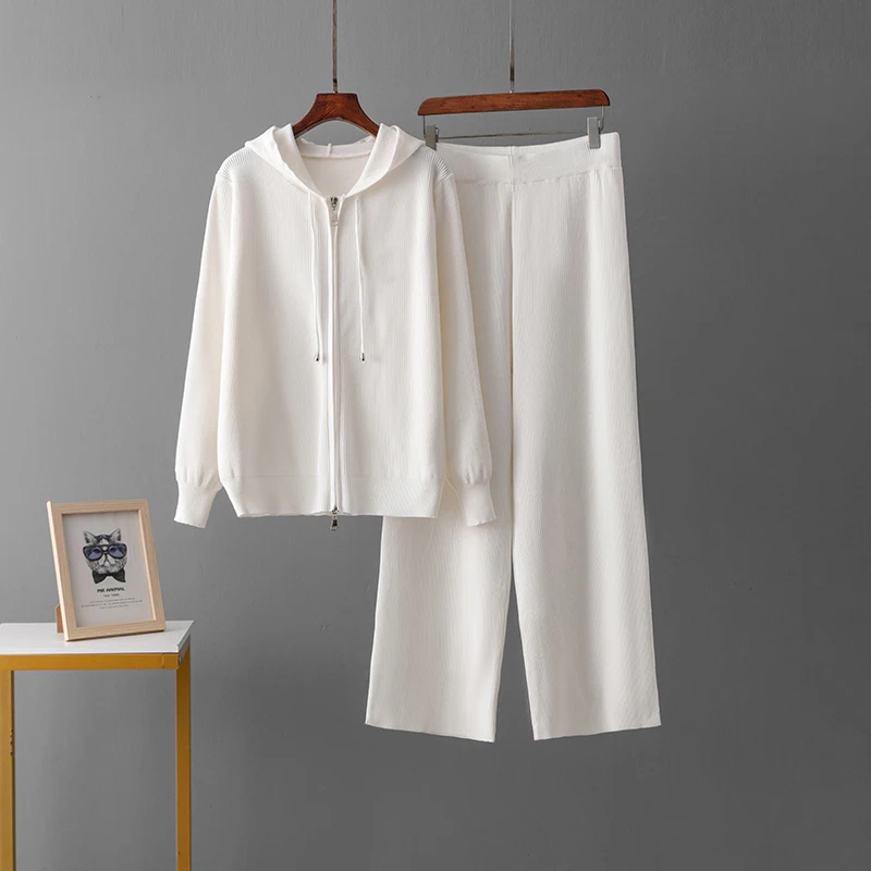 Женский Комплект Спортивной Одежды Trikotaj С Кардиганом Капюшоном И Широкими