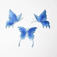 blue lace embroidered butterfly patches stickers diy patch for clothing sew on clothes applique dancing dress