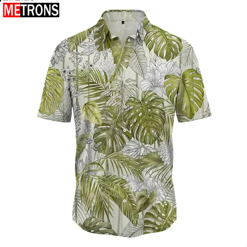 

Men's Hawaii Surfing Shirt 2023 New Men's Short Sleeve Shirt Fashion Beach Holiday Men's Collar Button Cardigan