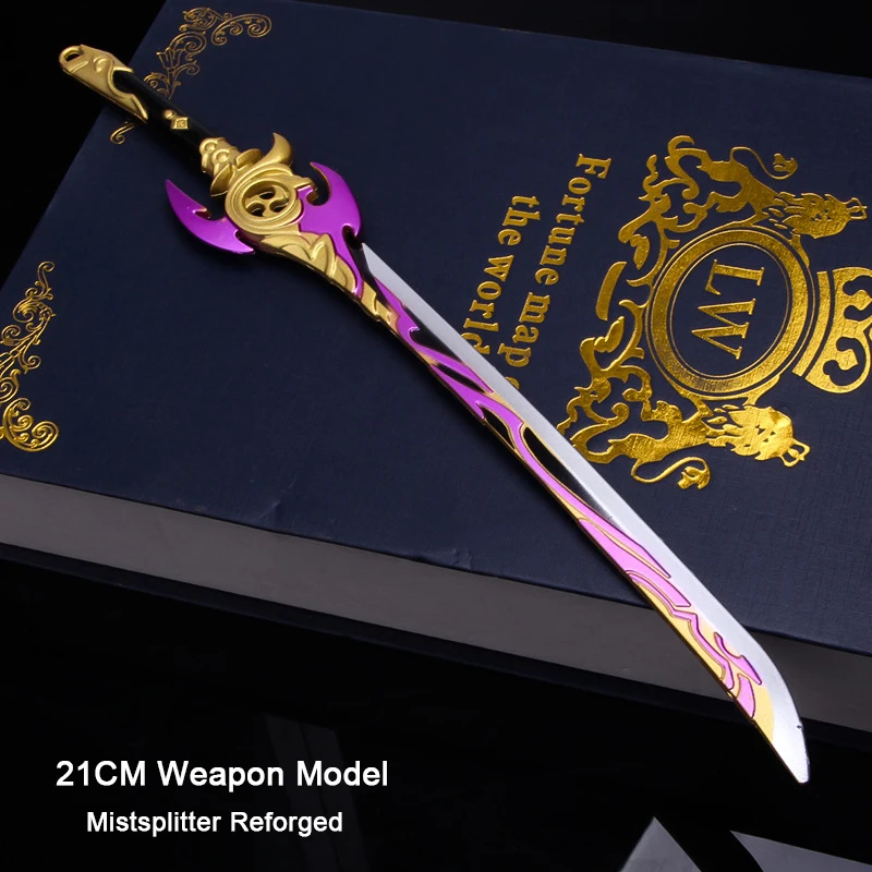 

21CM Game Peripheral Alloy Weapon Genshin Impact Kamisato Ayaka One-Handed Sword Mistsplitter Reforged Figure Metal Models Gifts