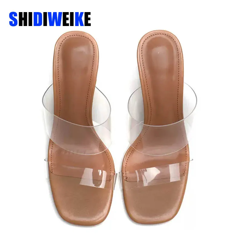 

SDWK 5/7/9cm Women Sandals PVC Jelly Crystal Heel Transparent Women Slippers Sexy Clear High Heels Summer Sandals Pumps Shoes