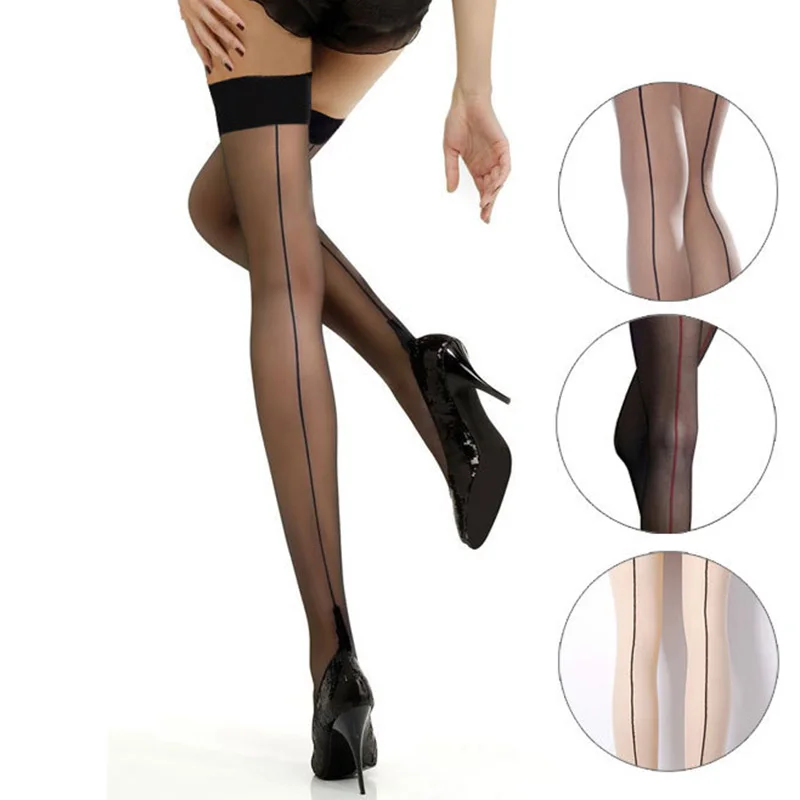 Seamed Stockings With Back Seam Women Over Knee Socks Sexy Fashion Thigh High Stocking Thin Hosiery Stay Up Stockings