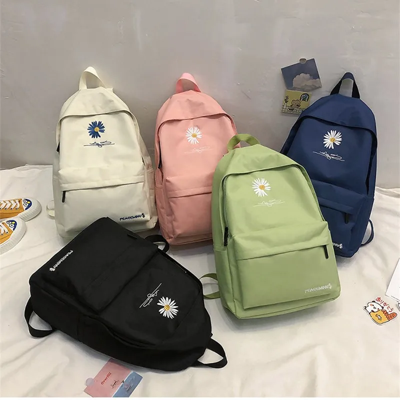 

2023 new student schoolbag Korean version of the small daisy double shoulder bag hundred with large capacity Korean travel tote