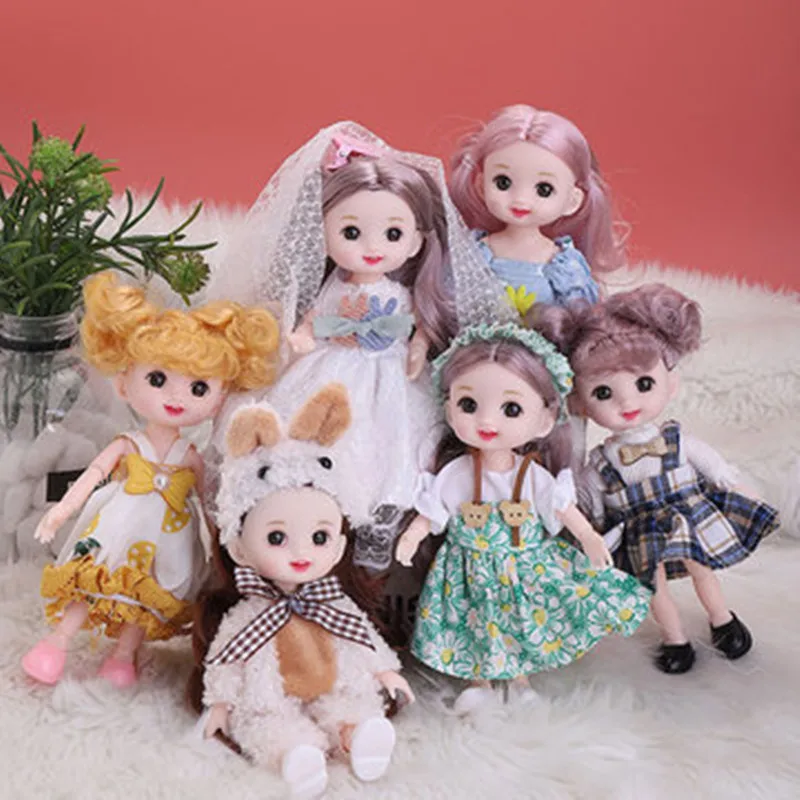 

6 шт. Подарочная коробка BJD 16 см кукла 1/12 игрушки с круглым лицом 13 подвижных суставов модная милая игрушка для макияжа новые наряды куклы наб...