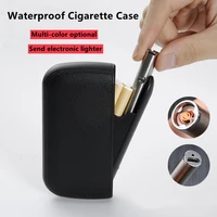 new waterproof cigarette case 20 pcs multifunction usb rechargeable lighter leather cigarette case smoking accessories men gift