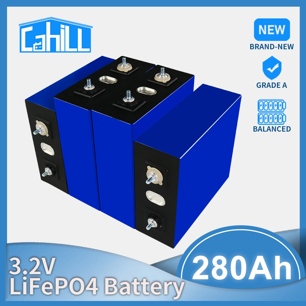 

Lifepo4 Solar Battery 3.2V 280Ah 1-32PCS Grade A Lithium Iron Phosphate Battery 12V 24V 36V For RV Golf Cart Boat Yacht Forklift
