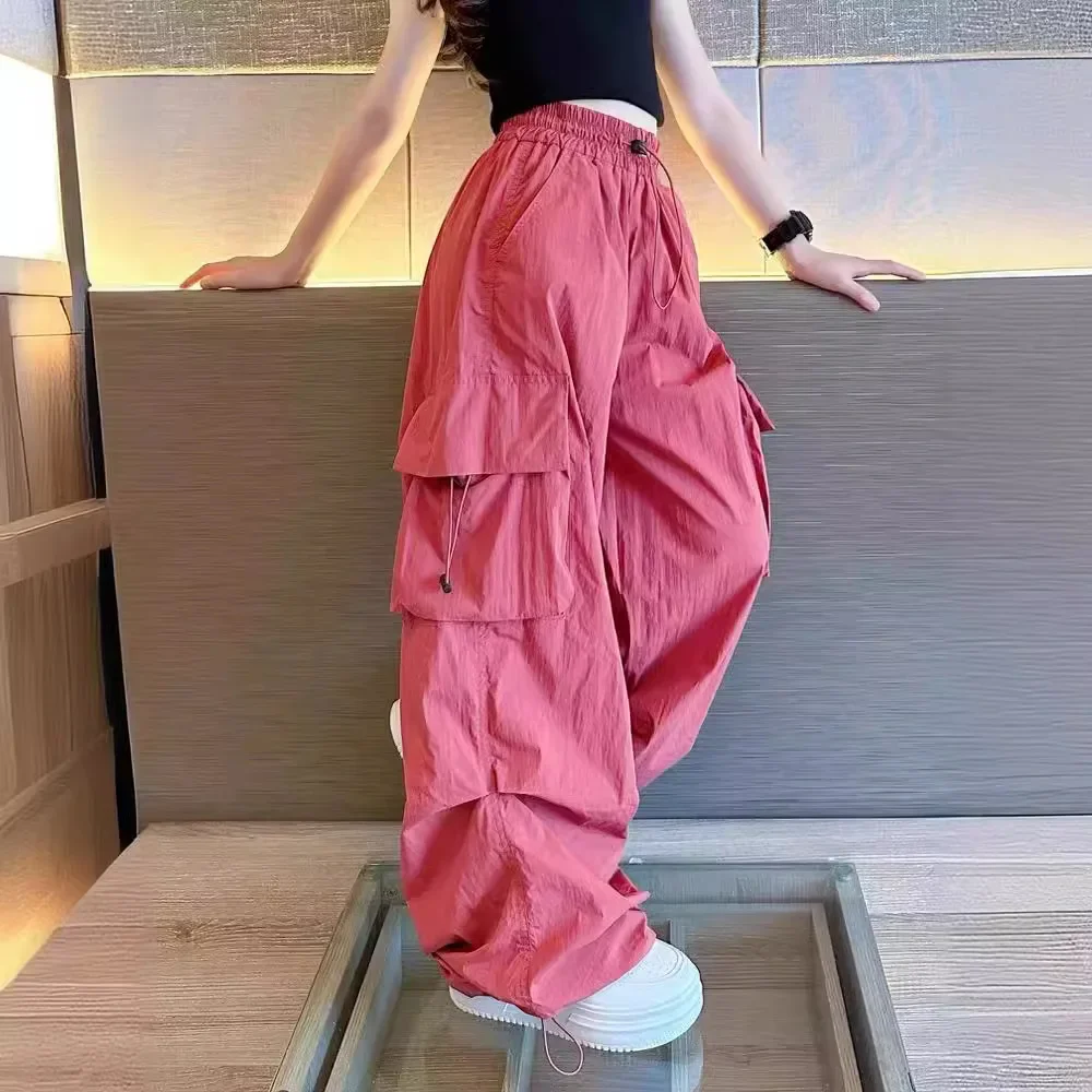 Летние брюки-карго для девочек повседневные брюки свободного кроя детские