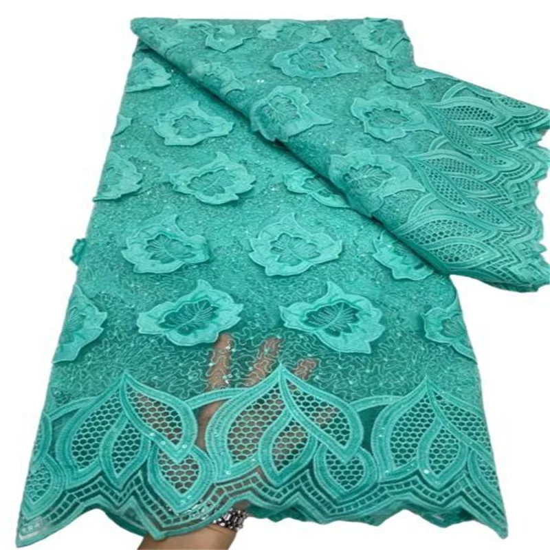 

2022 зеленая Высококачественная африканская кружевная ткань, Белая французская сетчатая вышивка, тюль, кружевная ткань для нигерийского сва...