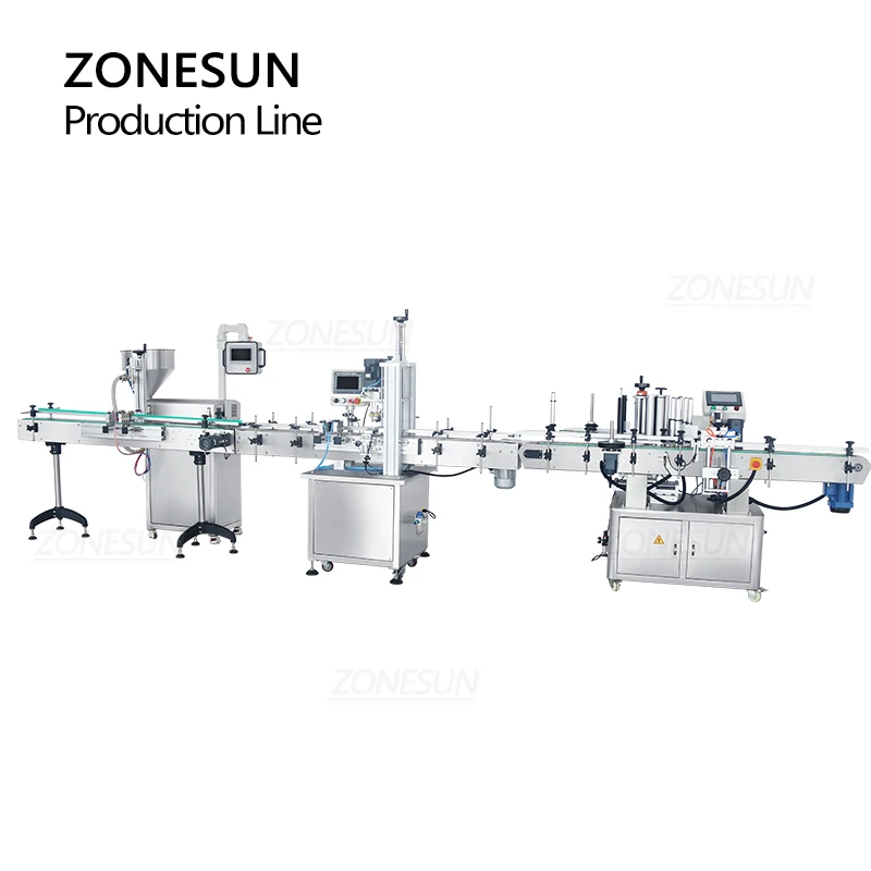 ZONESUN ZS-RPCL1 Automatic Production Line Paste Filling Sauce Jam Round Bottle Screw Capping Labeling Servo Motor Machine
