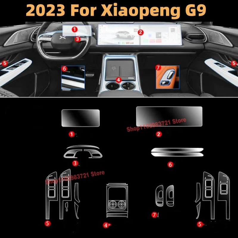 

Прозрачная пленка из ТПУ 2023 для Xiaopeng G9, автомобильные защитные наклейки для интерьера, аксессуары для панели переключения передач центральной консоли