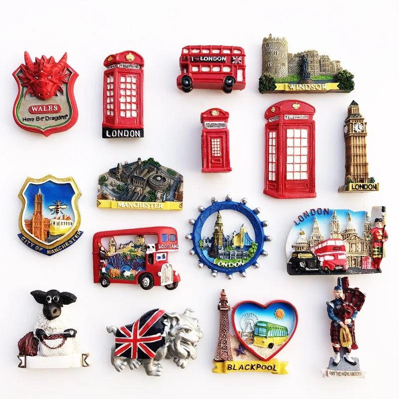 

3D UK Fridge Magnet Scotland Manchester Windsor Castle London Landmarks Resin Creative Souvenirs Home Decoration Collection