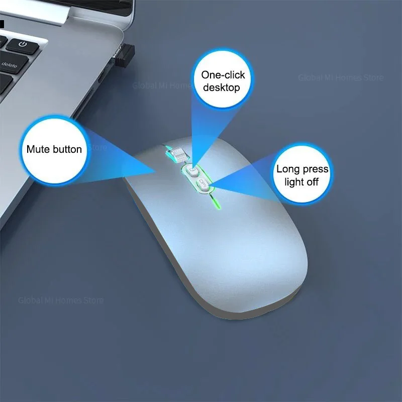 Двухрежимная Беспроводная Bluetooth-мышь Type-C перезаряжаемая с функцией одного