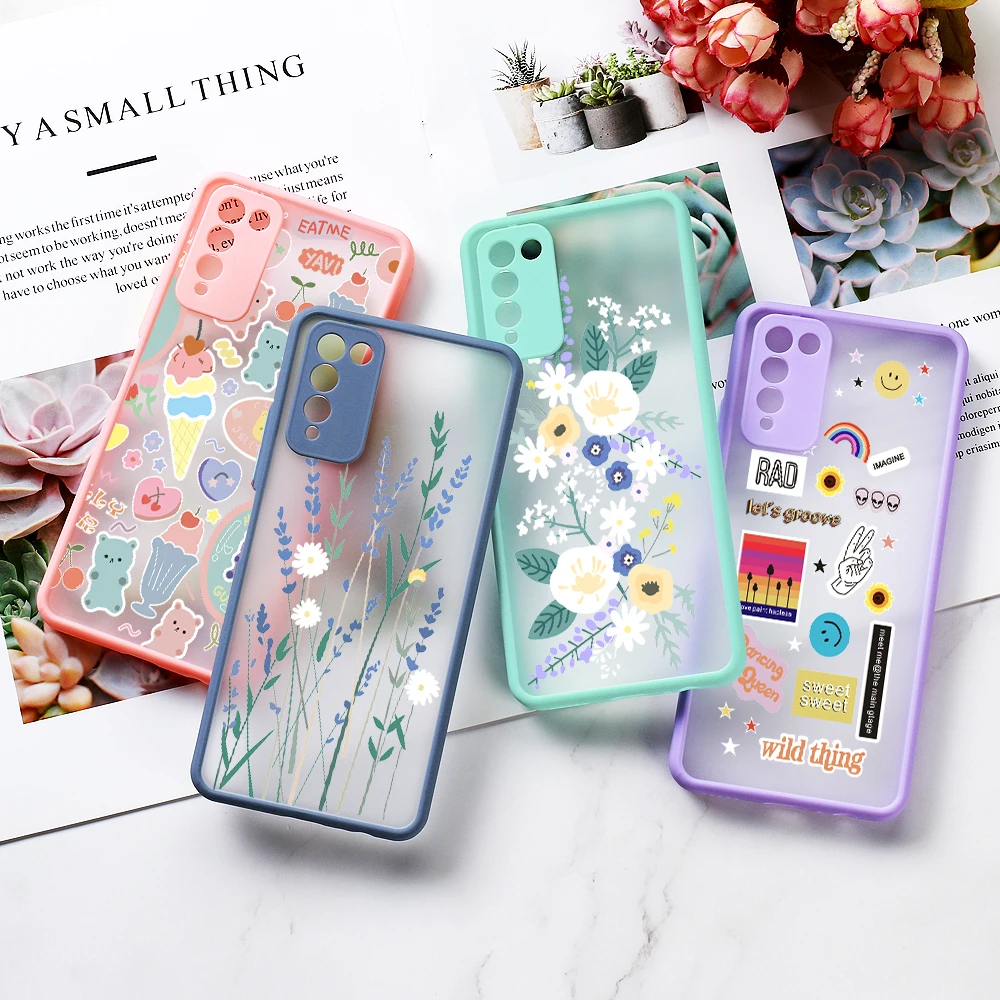 

Case For Honor 10X Lite Case Huawei P50 Pro P30 P40 Lite P Smart Z Y9 Prime PC Funda Honor 50 Pro 30 20 10i Flower Painted Case