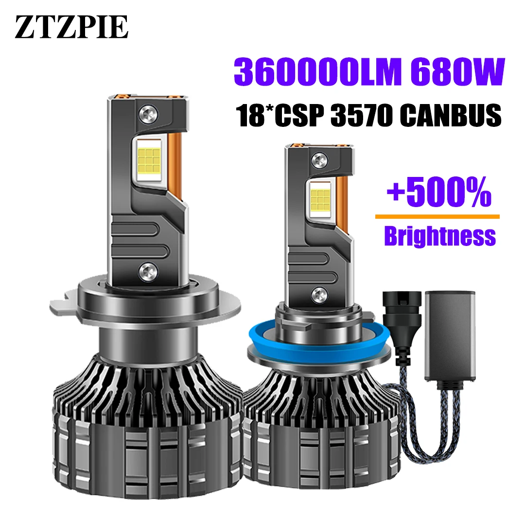 ZTZPIE, автомобильная лампа для передних фар, лампа для передних фар, H4, H1, H8, H11, HB3, HB4, 9005, 9006, 9012, 6000K, 680 Вт, лм