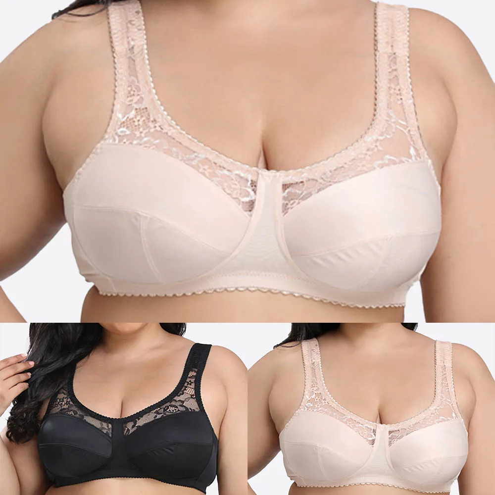 

Ladies Fashion Non Wired Non Padded Bra Large Comfort Sleep Women Plus Size Push Up Full Support Lace Nightie Underwear