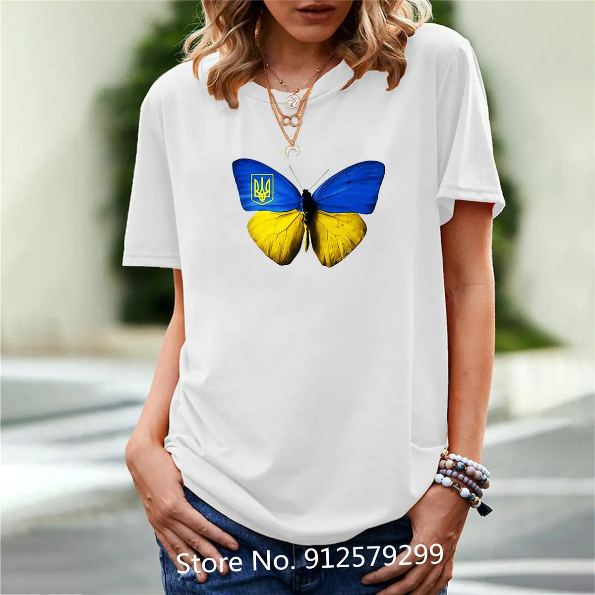 

2022 Summer cotton Fashion T-Shirt casual Femme Shirt Ukraine Cartoon Print Tshirt Women Clothes Harajuku white Black Tees Tops