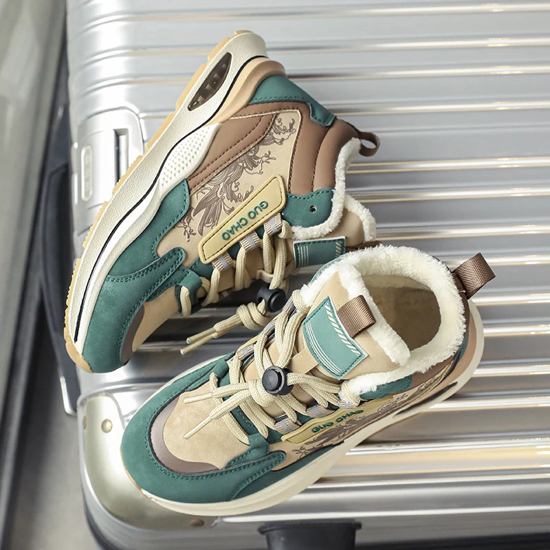 2022 Winter Cotton Children's Shoes Sneakers Plush Casual Warm Keeping Boys' and Girls' Shoes High Top Comfortable Kids' Shoes