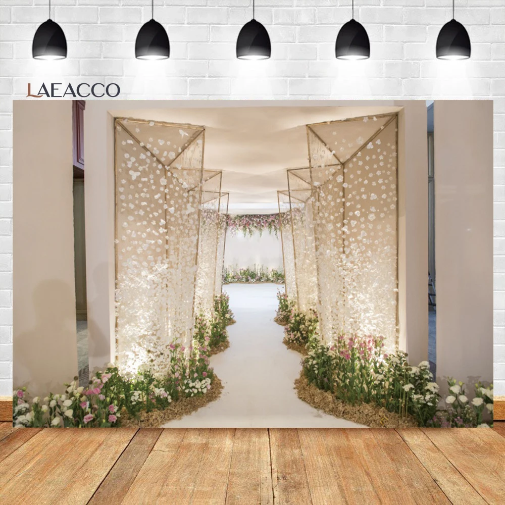 

Laeacco Wedding Ceremony Photo Backdrop Flowers Curtain Bridal Shower Mother's Day Portrait Customized Photography Background