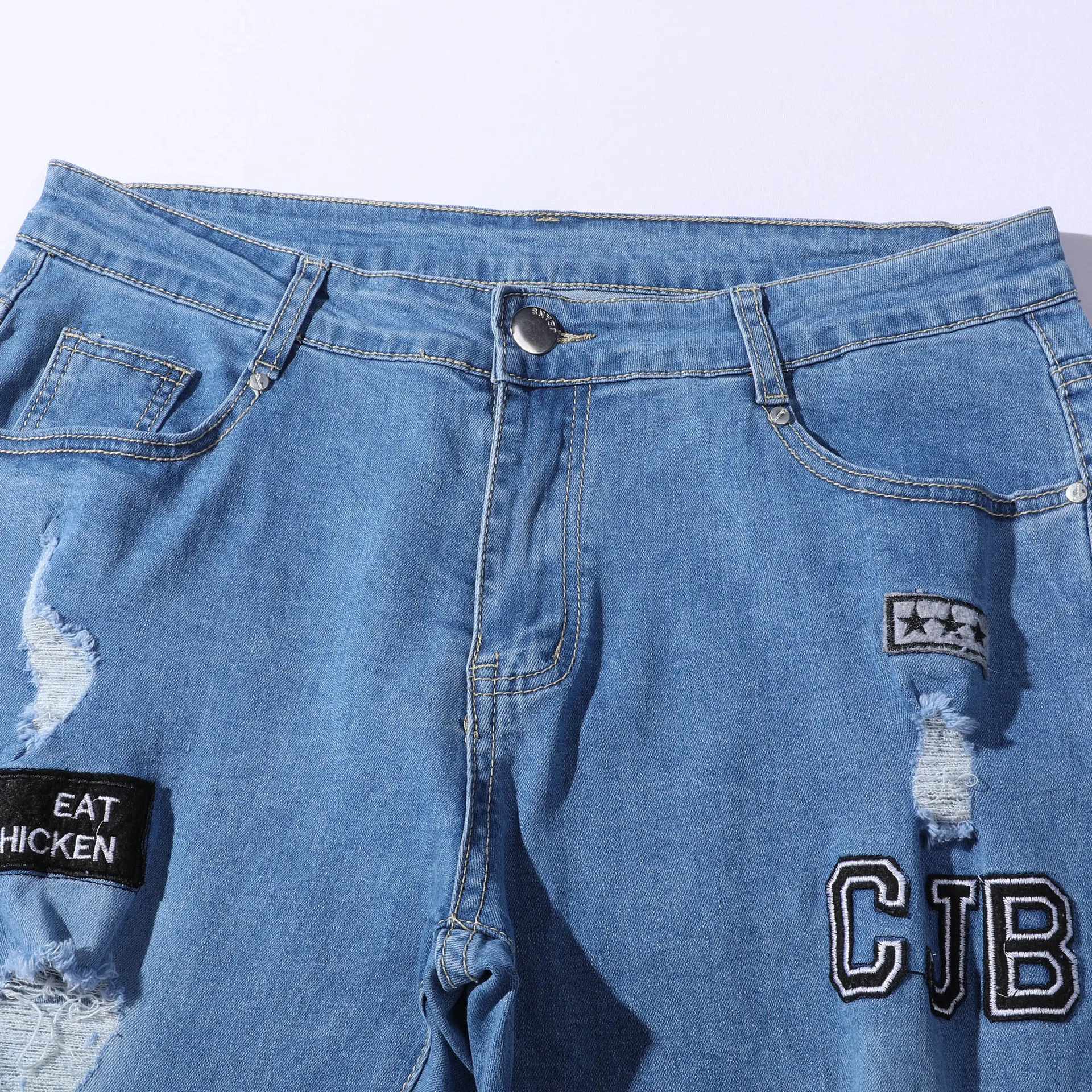 Men's Jeans Stretch Ripped Skinny Casual Y2K Pants Destroyed Hole Slim Fit Denim Trousers Hip Hop Cloth for Man Fashions